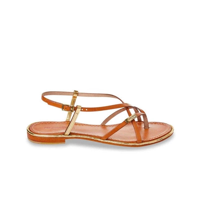 LES TROPEZIENNES Monaco Tan/gold: brun sandaler för dam