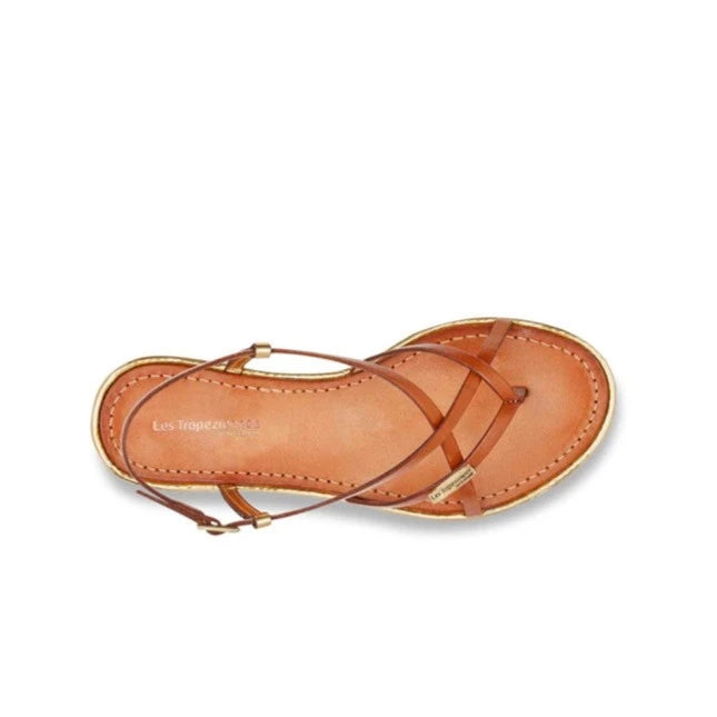 LES TROPEZIENNES Monaco Tan/gold: brun sandaler för dam