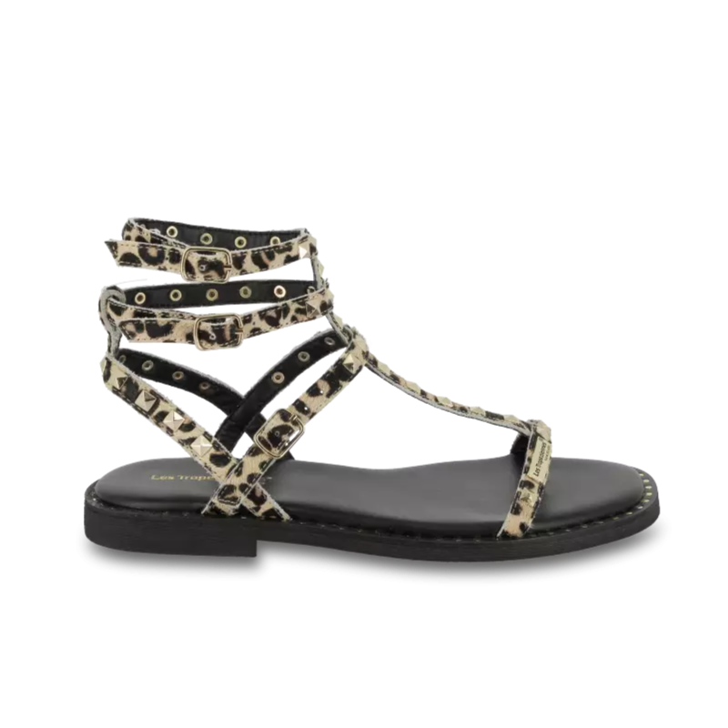 LES TROPEZIENNES Coralie Leopard: animal print sandaler för dam