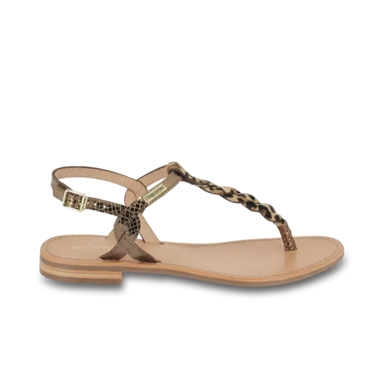 LES TROPEZIENNES Hamsongpo Bronze Leopard: animal print сандалі для жінок
