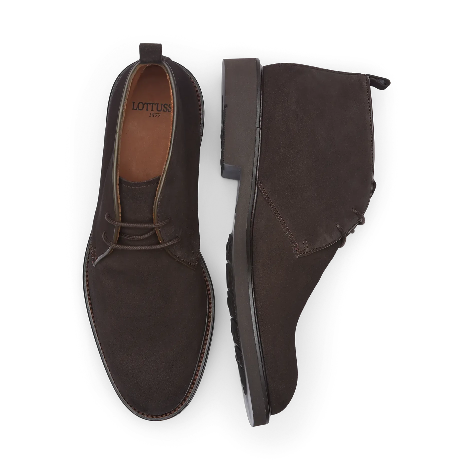 LOTTUSSE Baltimore Buckster MOKA: brown ankle boots for men
