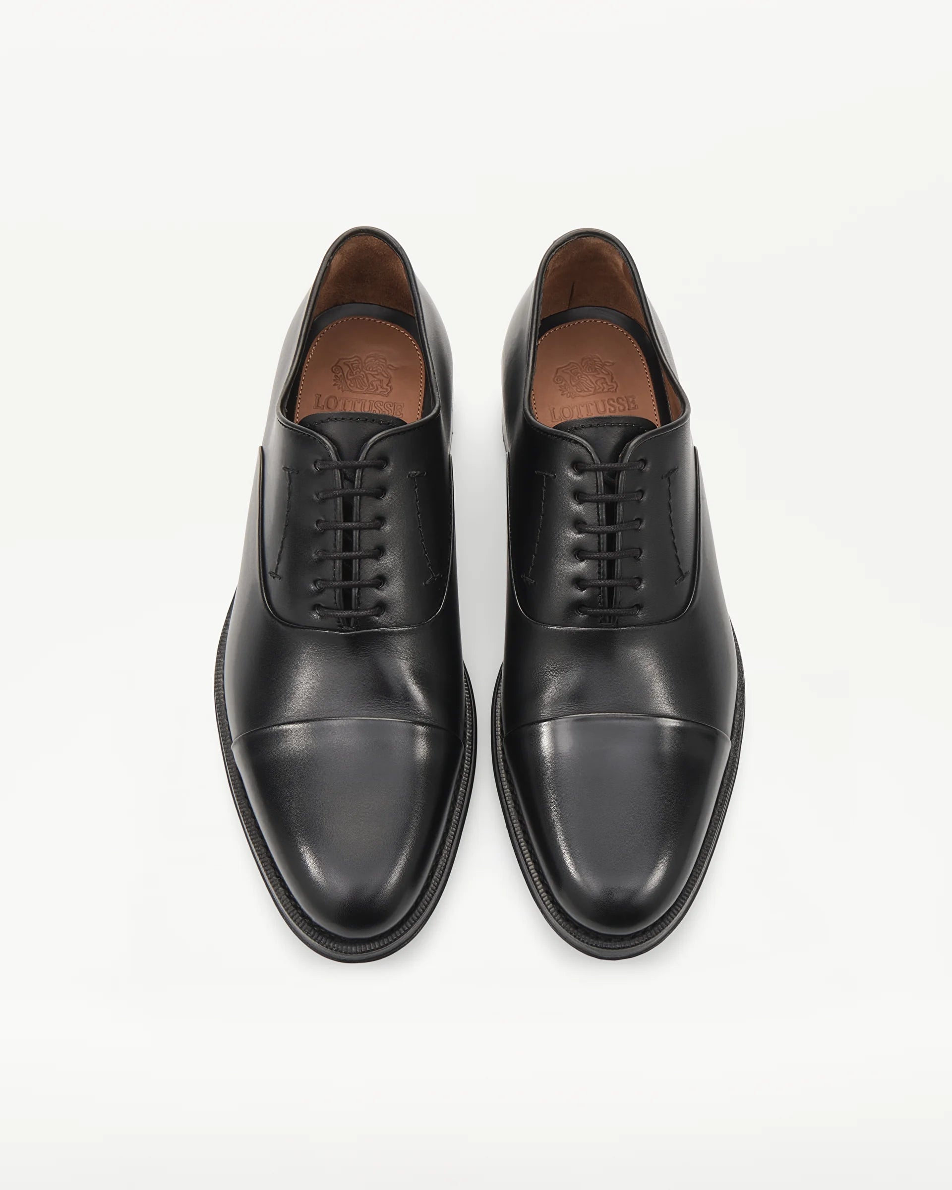 LOTTUSSE Oxford Puntera Recta Premium PIEL Negro: zwart schoenen voor heren