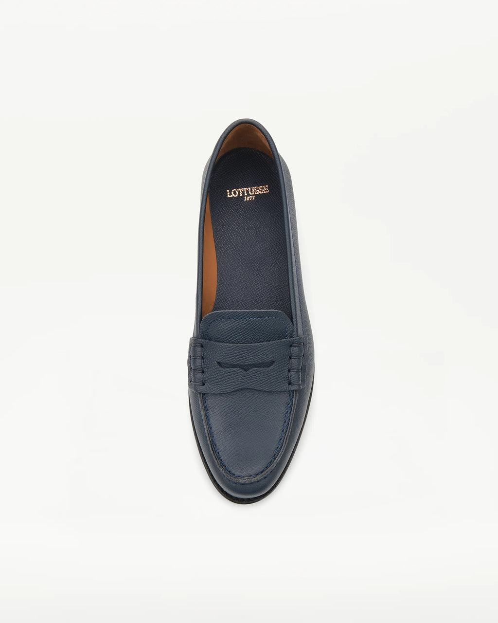 LOTTUSSE Mocasín Banda Liberty PIEL Estampado Safiano AZUL Marino: niebieski mokasyny dla kobiet
