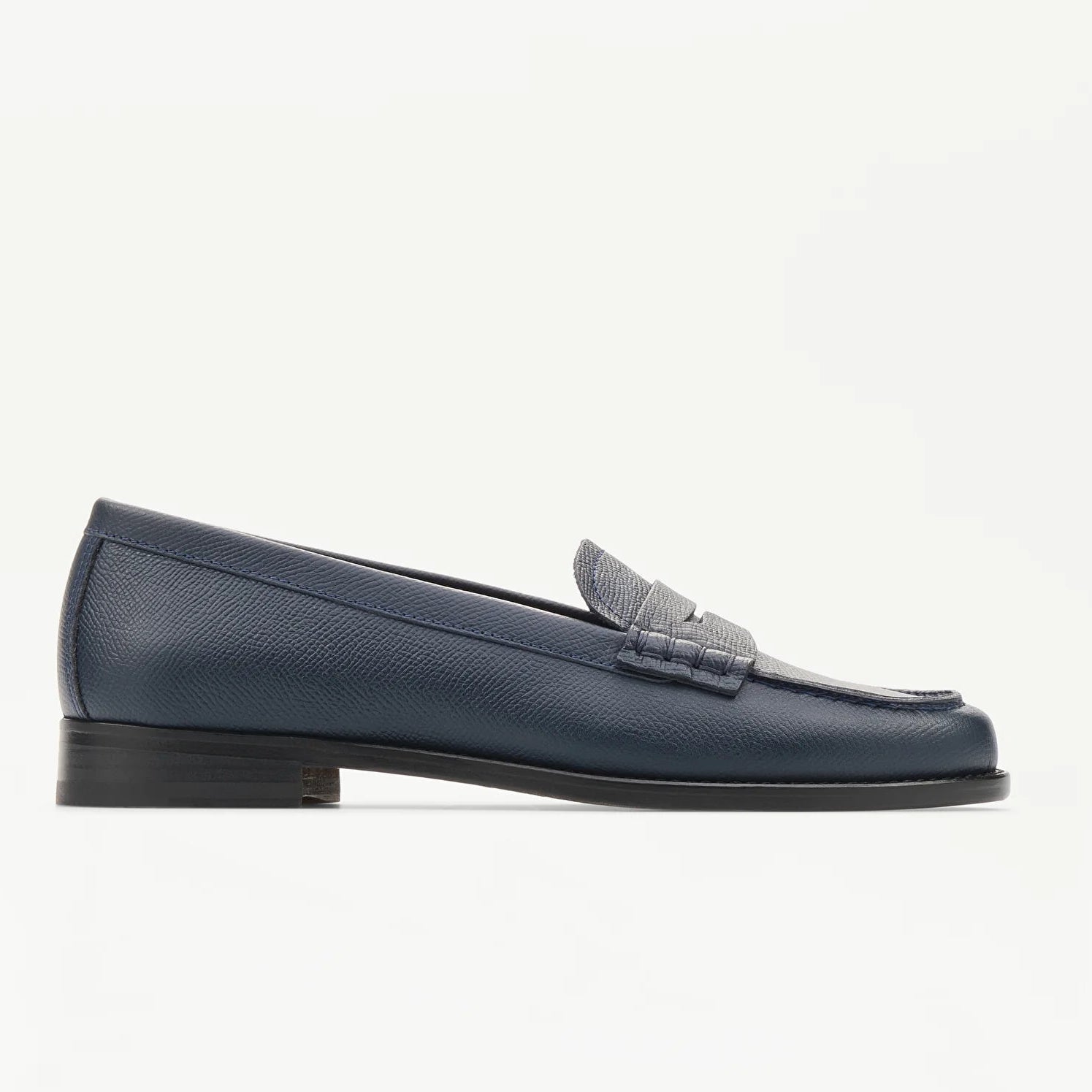 LOTTUSSE Mocasín Banda Liberty PIEL Estampado Safiano AZUL Marino: blue loafers for women