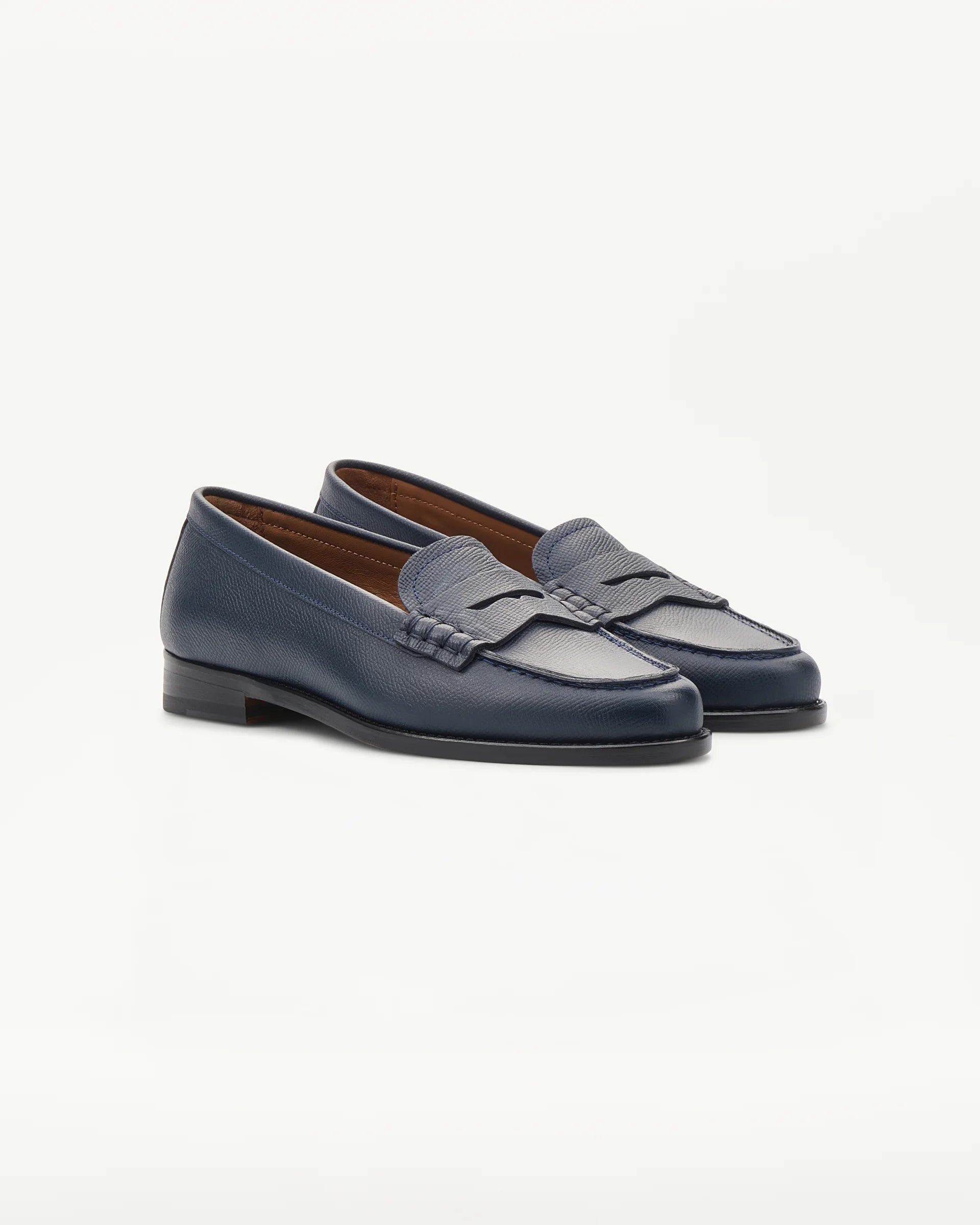 LOTTUSSE Mocasín Banda Liberty PIEL Estampado Safiano AZUL Marino: blue loafers for women