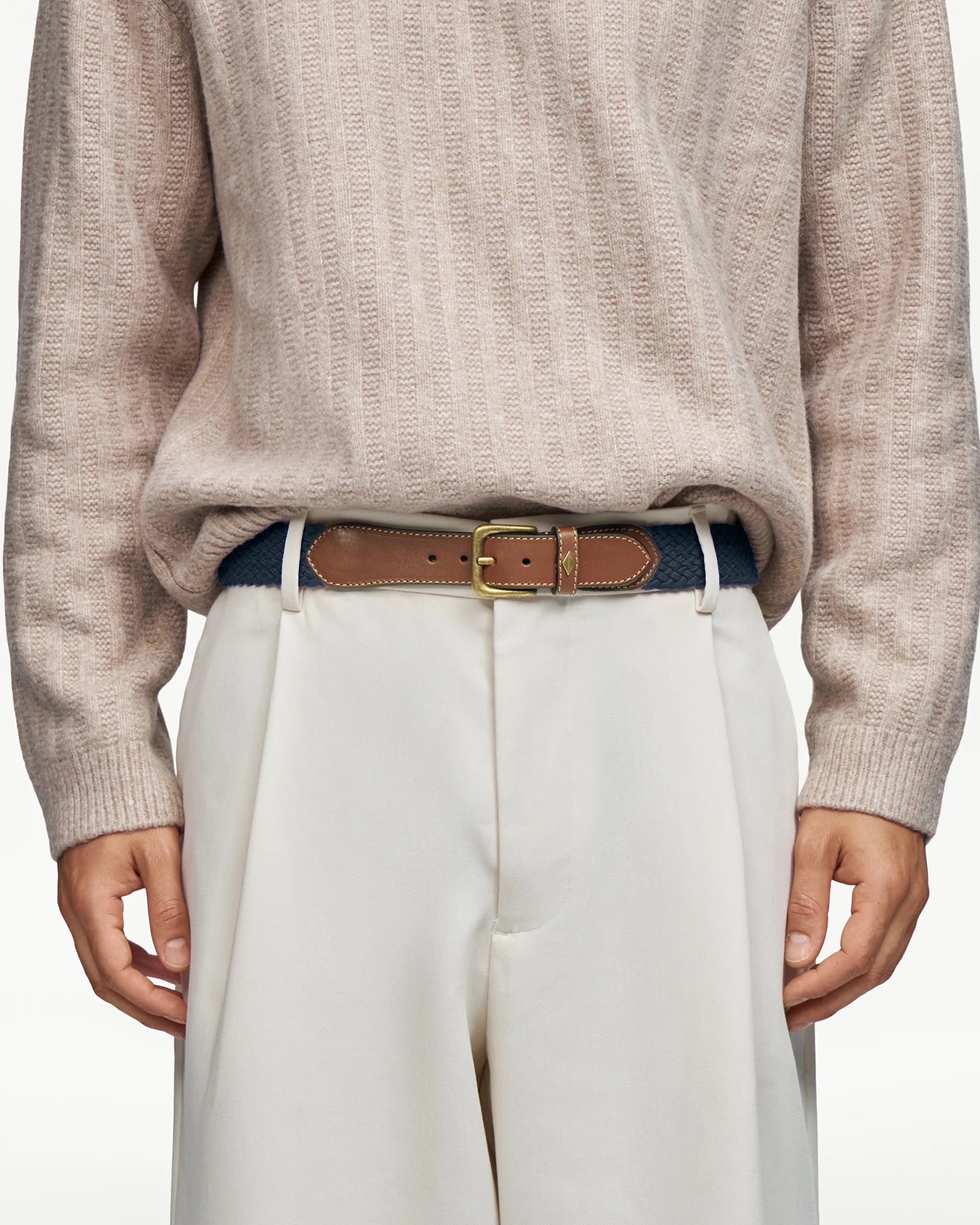 LOTTUSSE Trenzado de Vacuno Tubular Elastico: beige cinturón for men