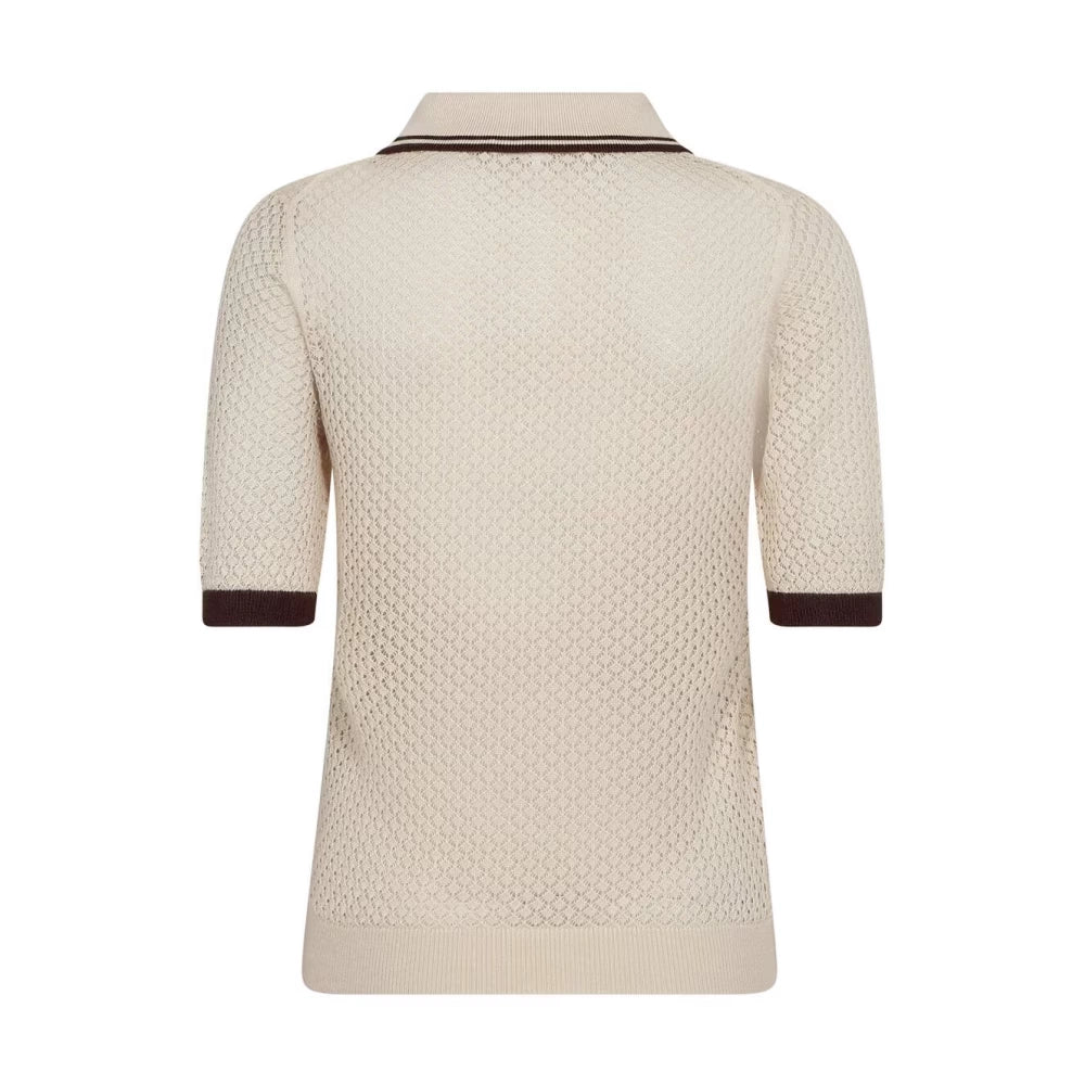 COCOUTURE Luecc Pointelle POLO KNIT BONE: beige polos for women