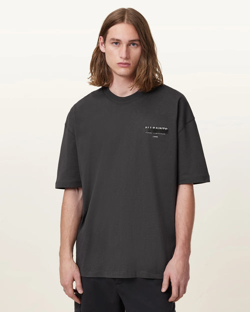ALL SAINTS Redact SS CREW Washed Black: czarny T-shirt dla mężczyzn