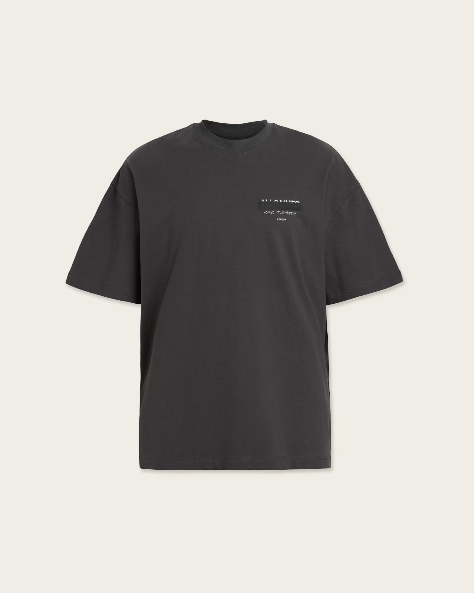 ALL SAINTS Redact SS CREW Washed Black: black T-shirt for men