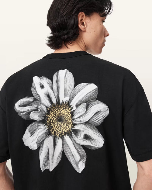 ALL SAINTS Petals SS CREW Washed Black: black T-shirt for men
