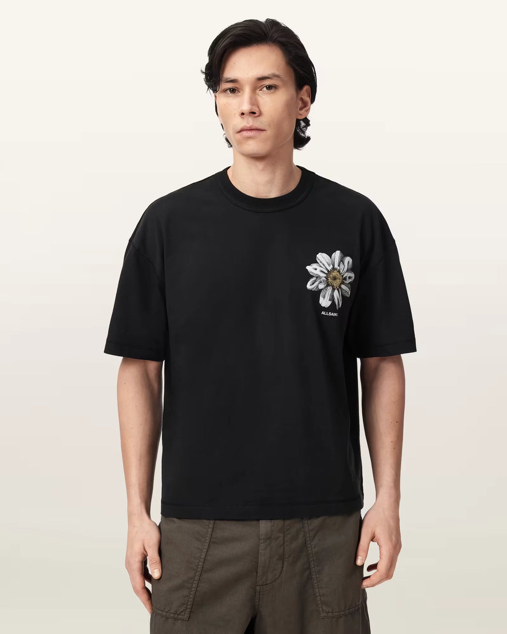 ALL SAINTS Petals SS CREW Washed Black: черный футболка для мужчин