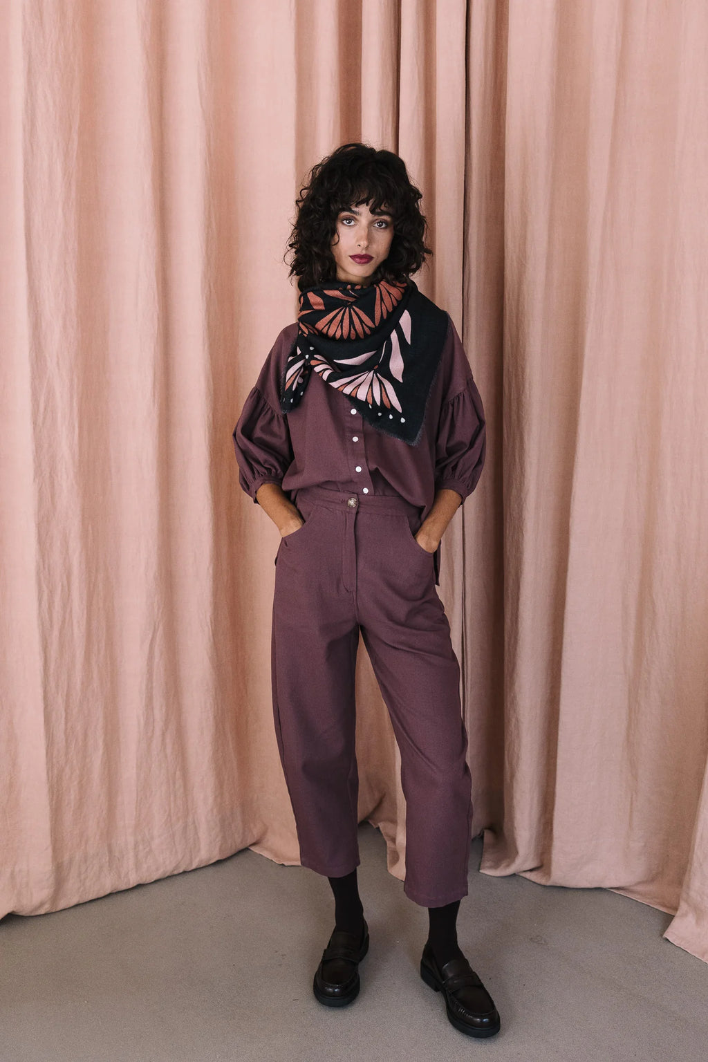 MAITANE BILBAO MINI Jibon TANA PLUM: multicolor pañuelo für Damen