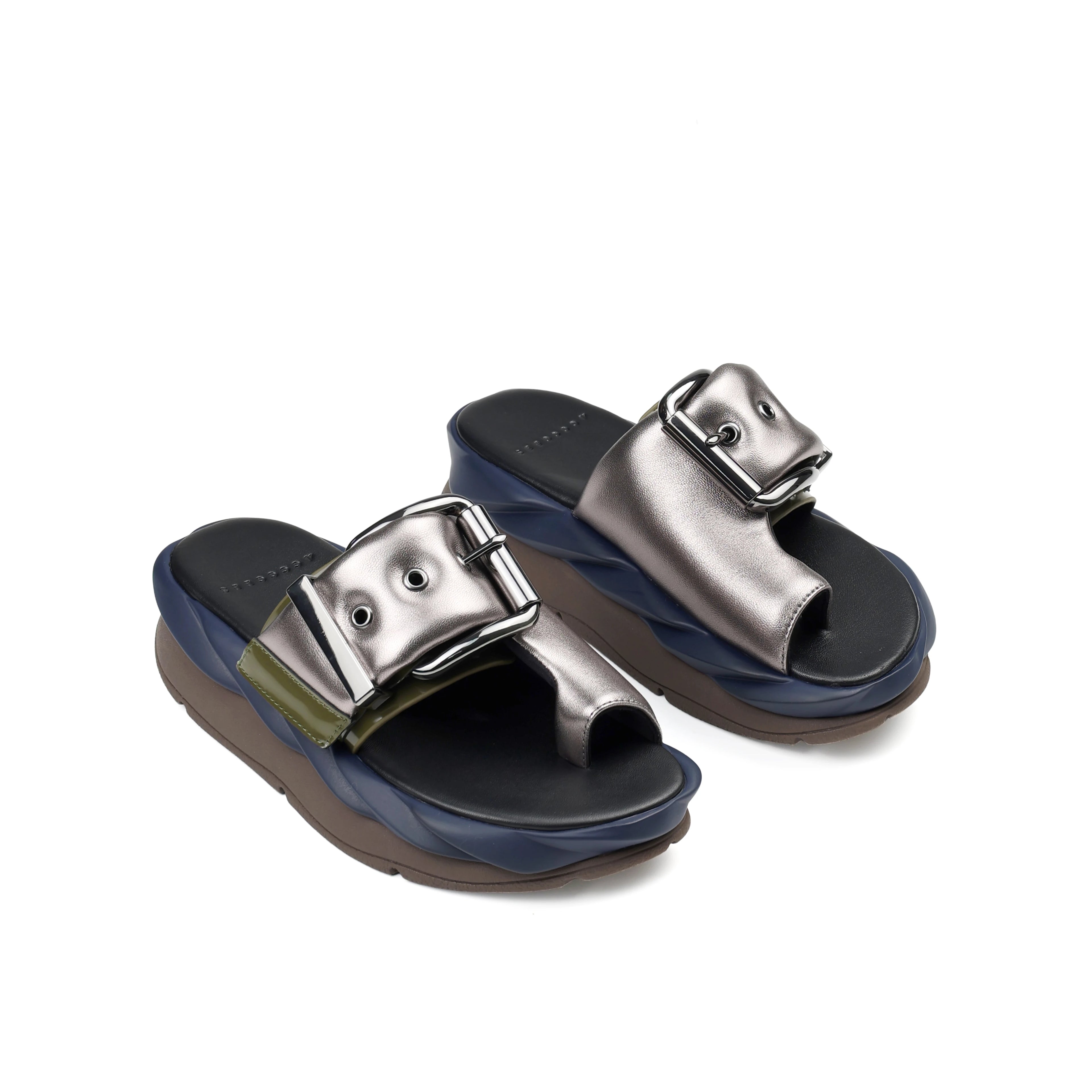 4CCCCEES Mellow GLOW GUN Metal: black sandals for women