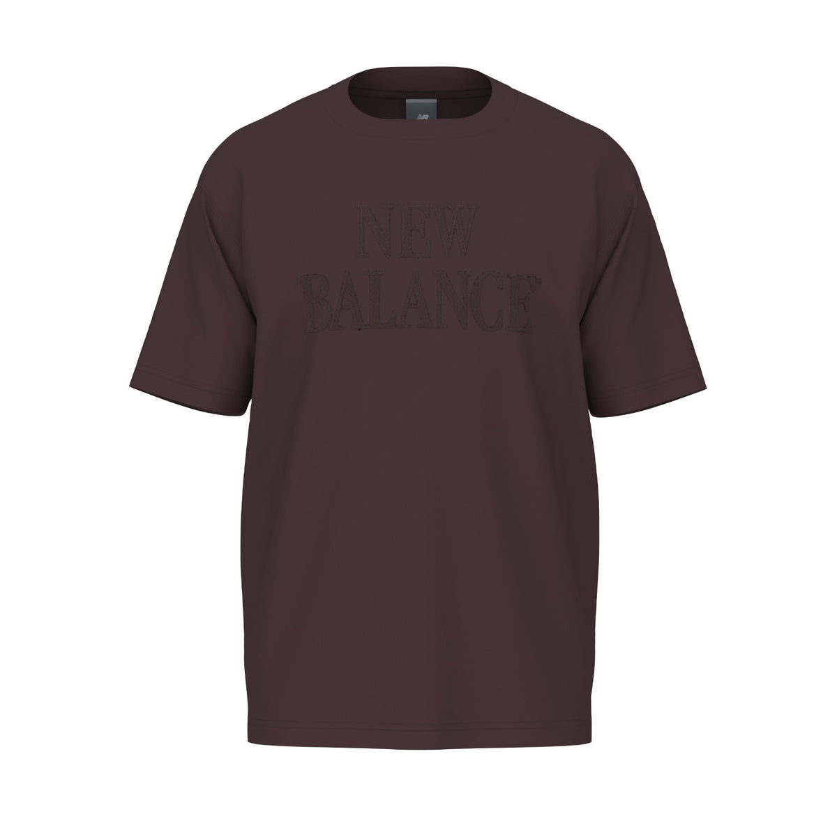 NEW BALANCE | CAMISETA | HOMBRE | ATHLETICS FLOCKED LOGO T-SHIRT BROWN | BURDEOS