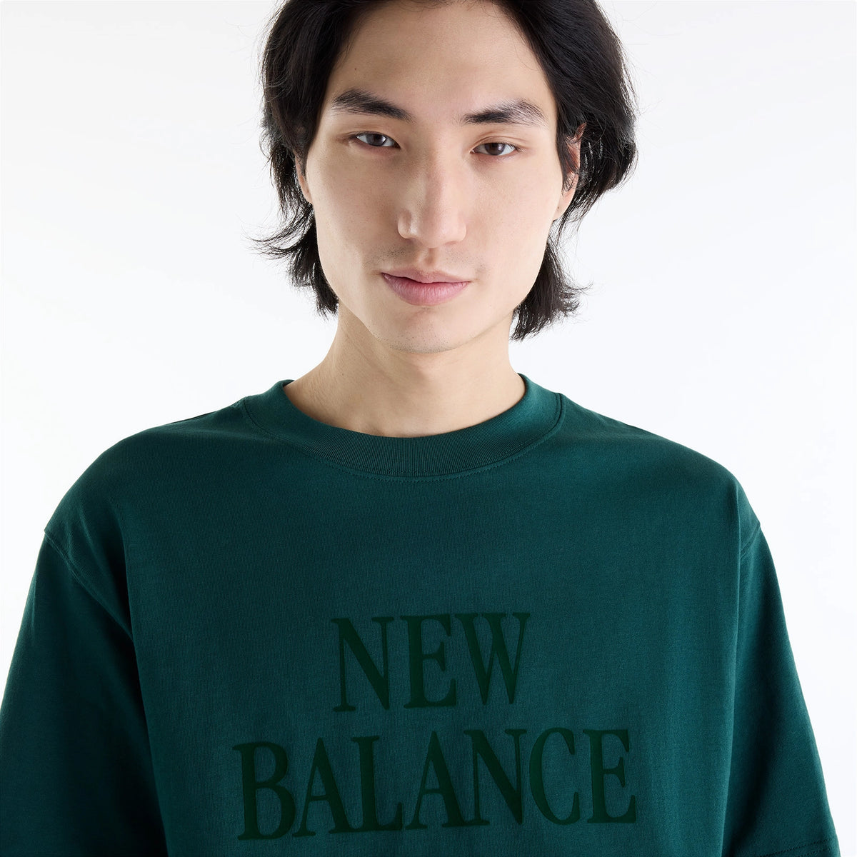 NEW BALANCE | CAMISETA | HOMBRE | ATHLETICS FLOCKED LOGO T-SHIRT GREEN | VERDE