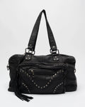 NUNOO Mille Rivet Washed Black W. Antique Silver Black: sort taske til kvinder