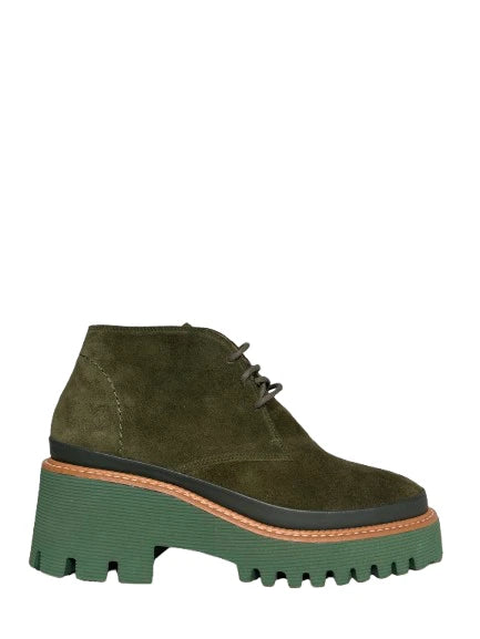 PONS QUINTANA Raquel Velour Forest: green ankle boots for women