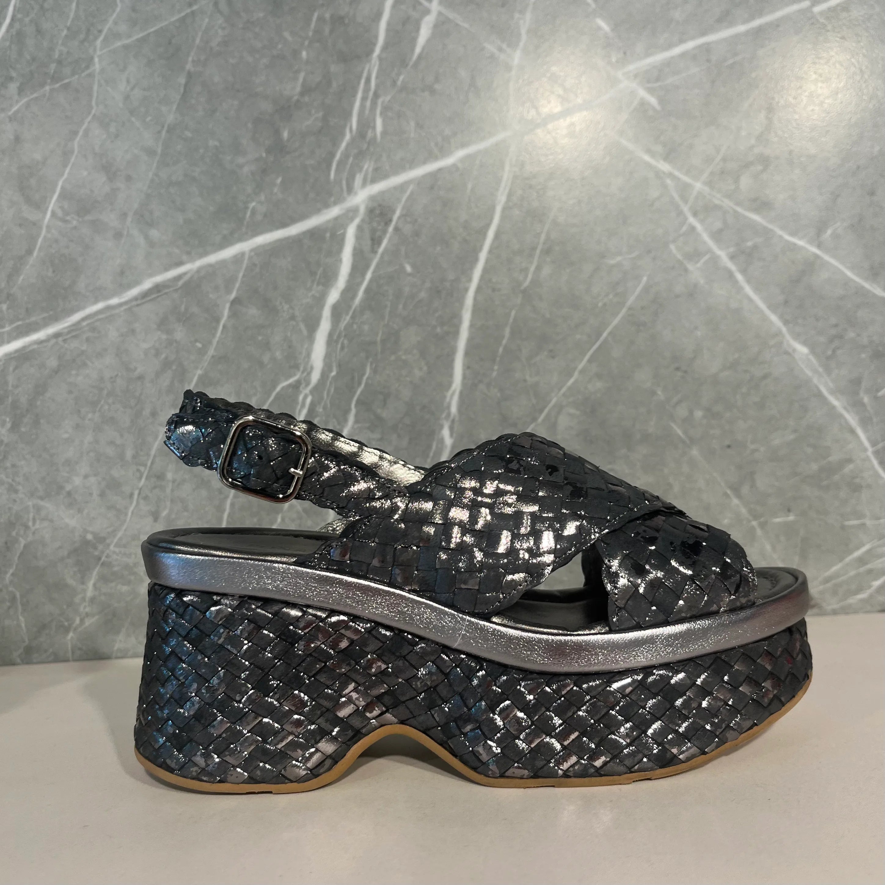 PONS QUINTANA Lille - Trenzado - Plato Trenzado: black sandals for women