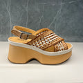 PONS QUINTANA | SANDALIAS | MUJER | LILLE TRENZADO - PLATO PIEL AL TONO | AMARILLO