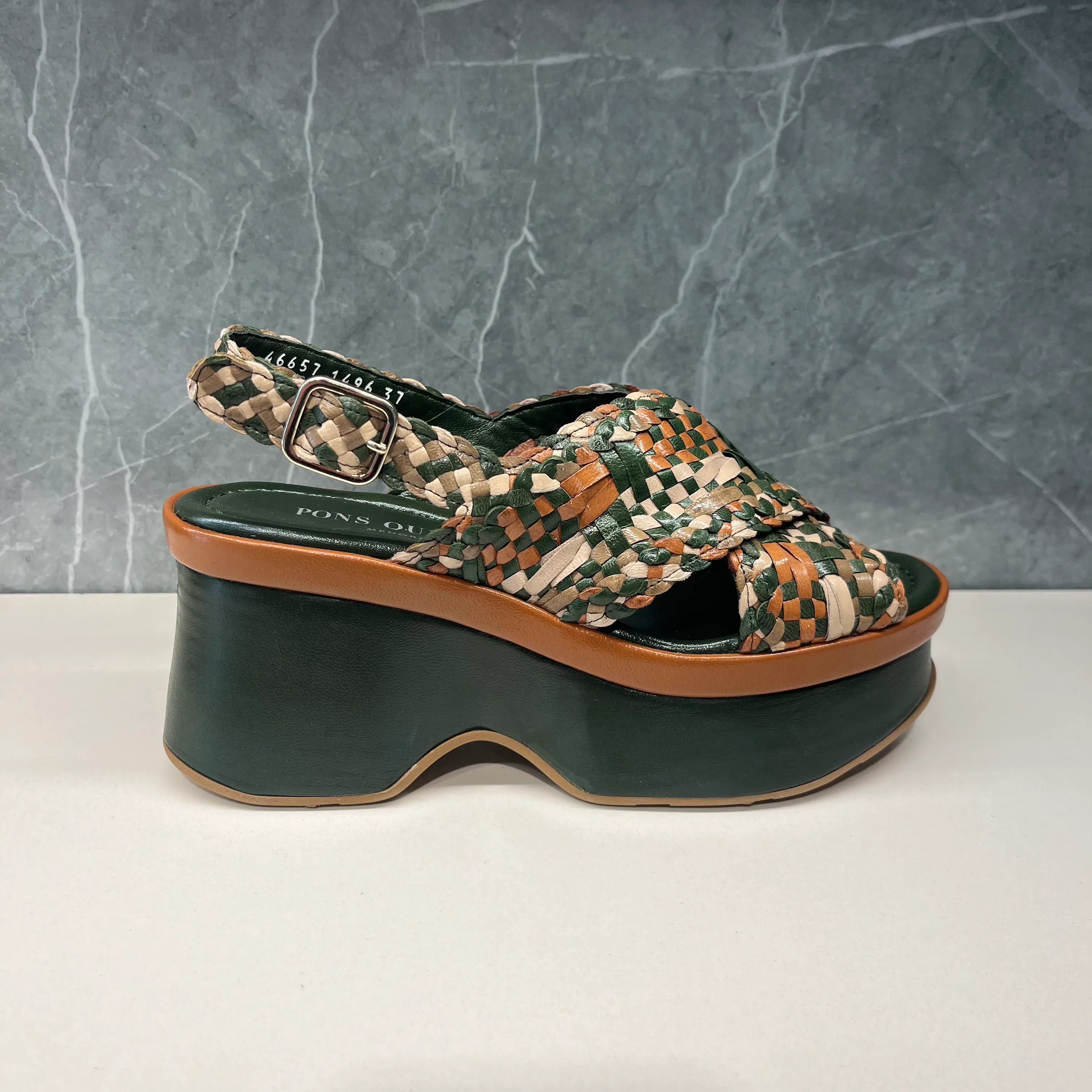 PONS QUINTANA Plataforma Lille VCX: green sandals for women