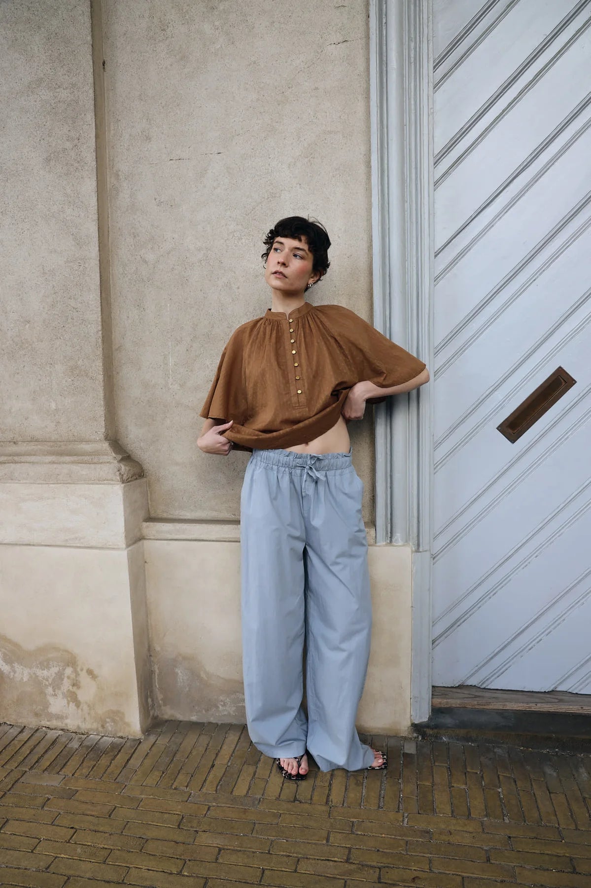 PROJECT AJ117 PJ Pants DK14-261 / 619 Pearl BLUE: blue trousers for women