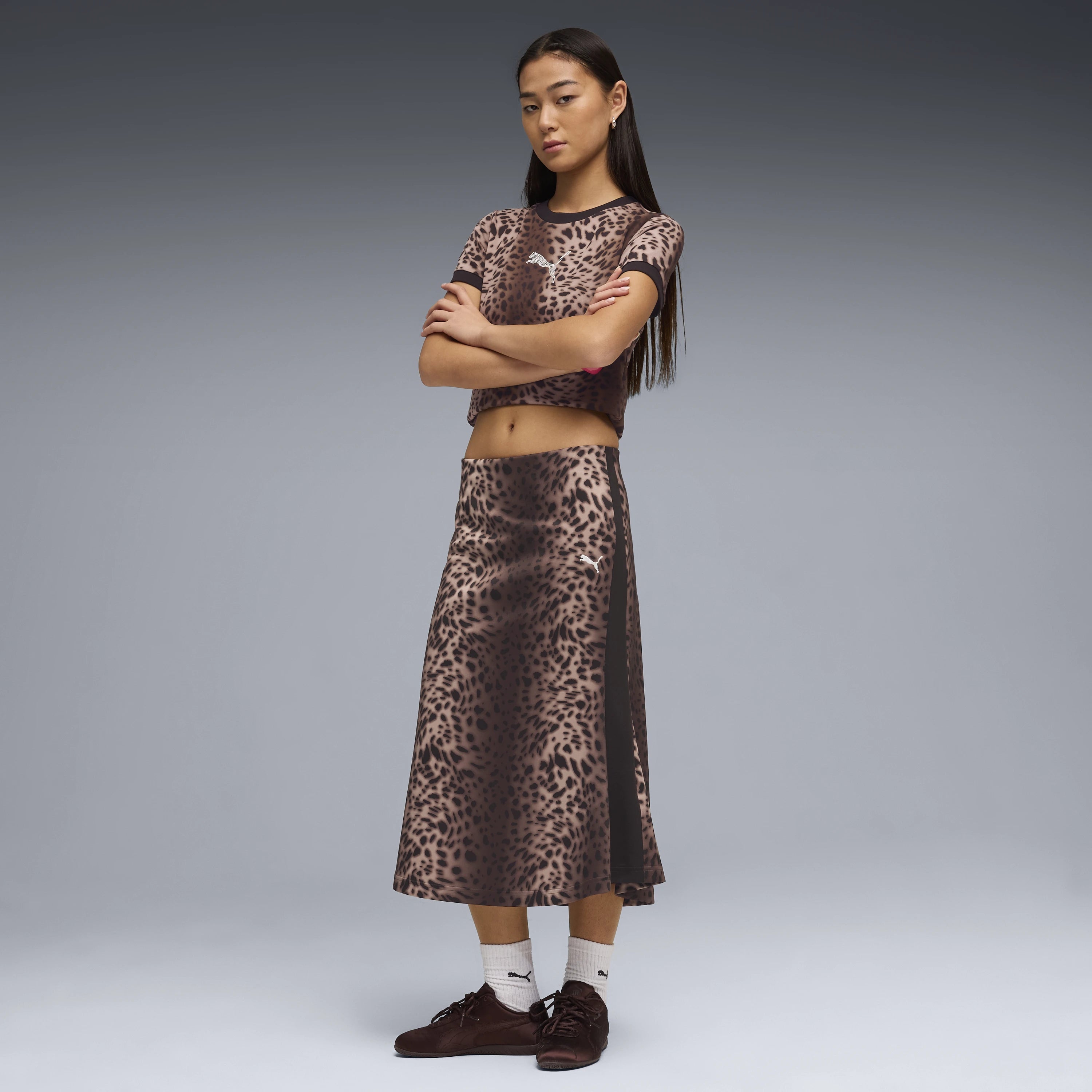 PUMA T7 LEO LUXE Aopmidi Skirt: animal print faldilla per a dona