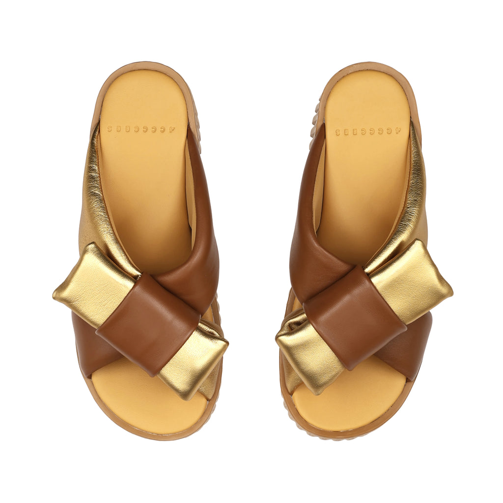 4CCCCEES PLIA BOW GOLD: goudkleurig sandalen voor dames