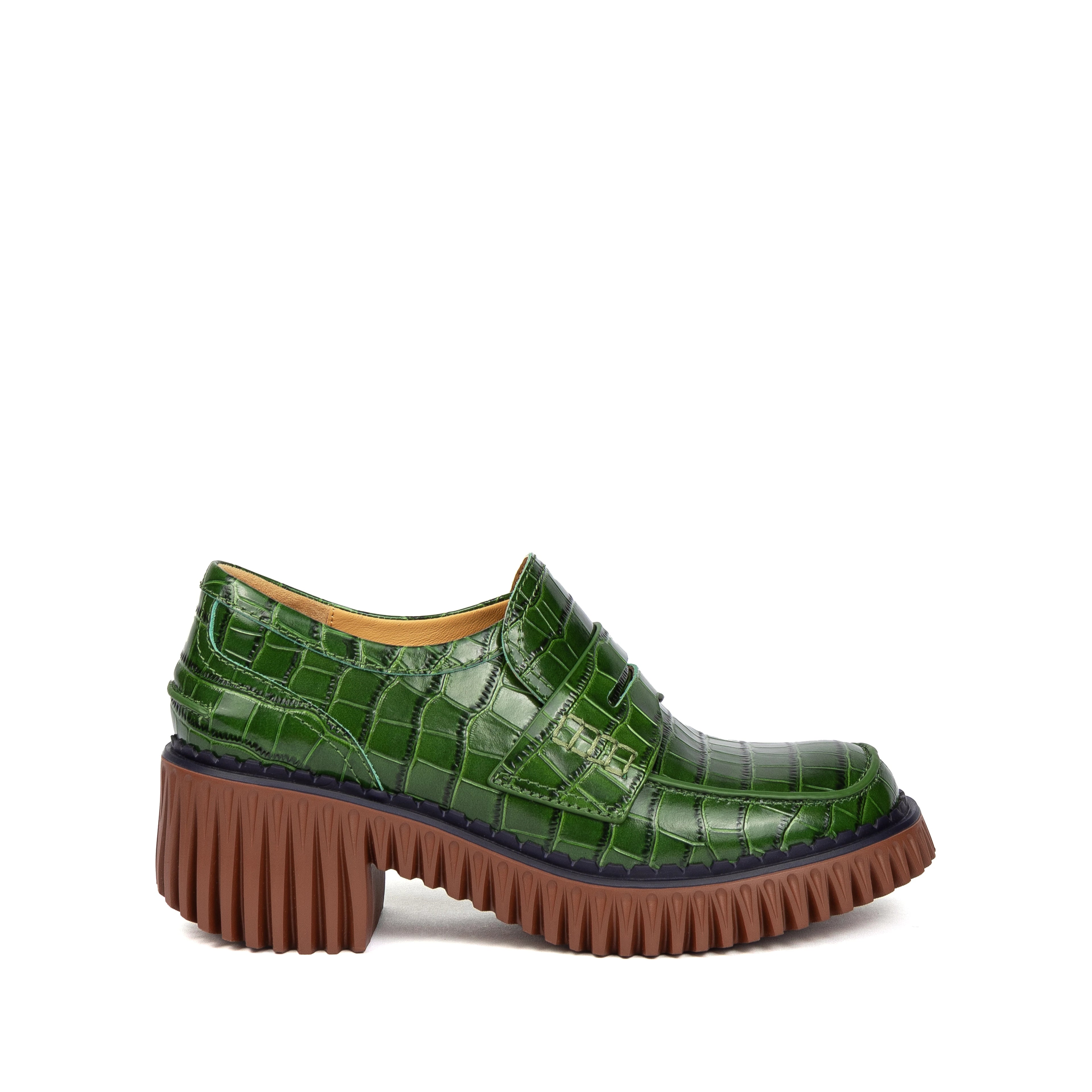 4CCCCEES Plita Penny PINE: green loafers for women