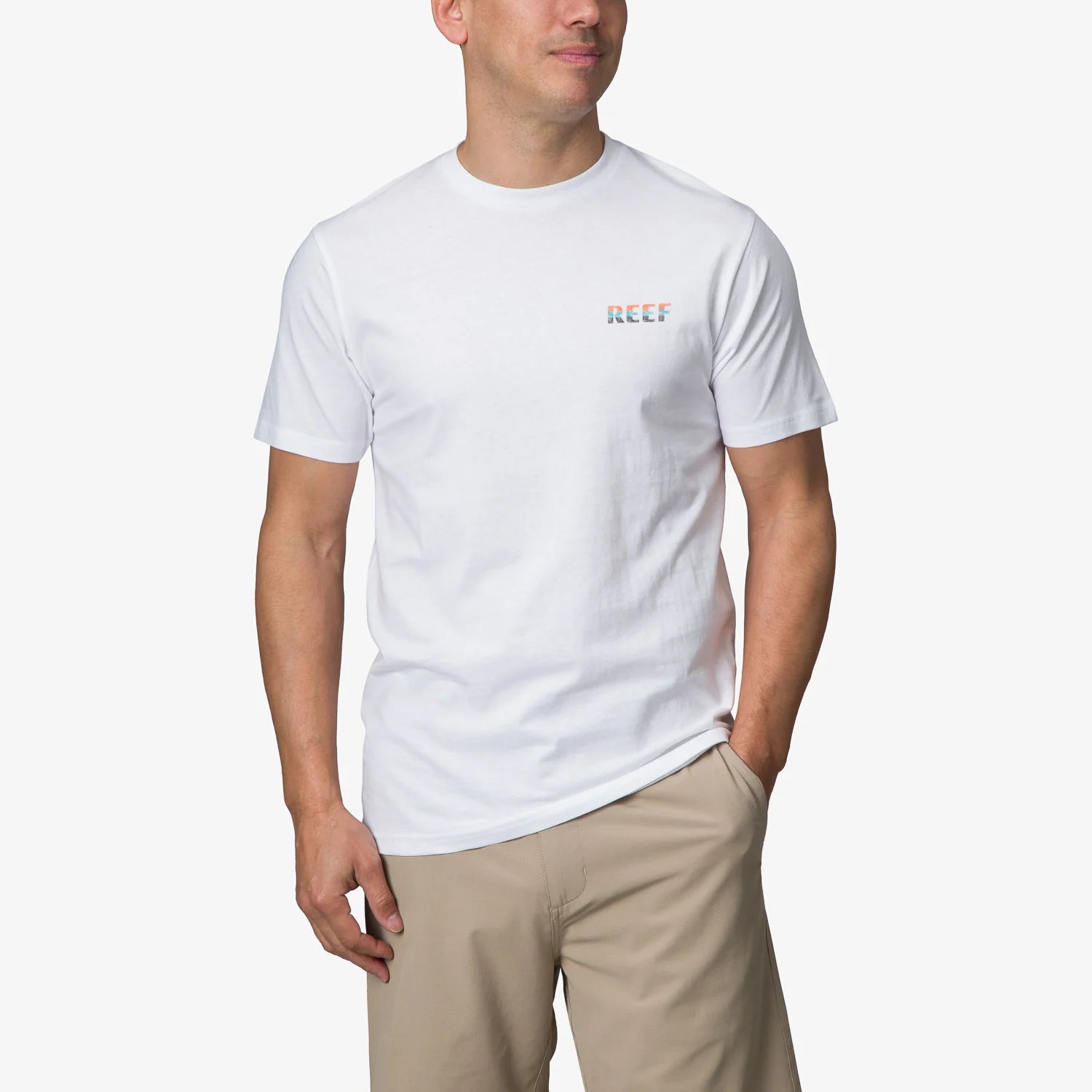 REEF Grandview SS TEE Bright White: white T-shirt for men