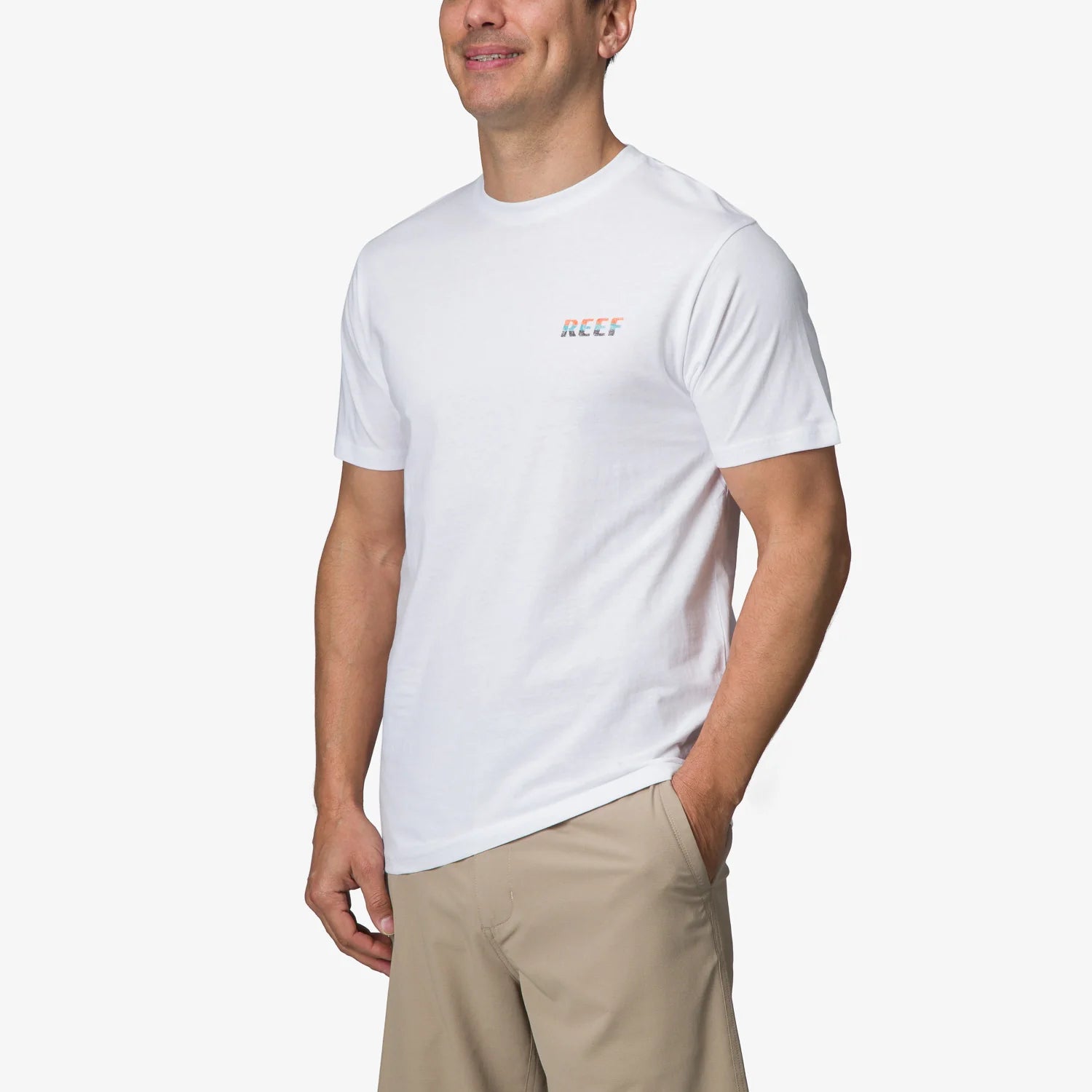 REEF Grandview SS TEE Bright White: white T-shirt for men