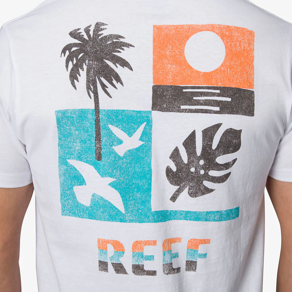 REEF Grandview SS TEE Bright White: white T-shirt for men