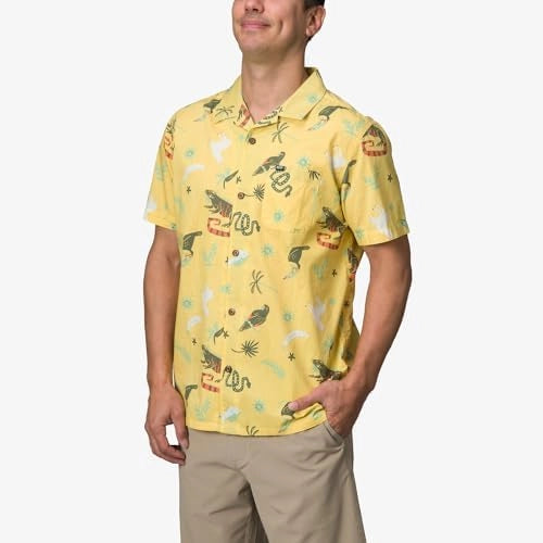 REEF ROY SS Woven CAMP Shirt Dusky Citron: amarillo koszula dla mężczyzn