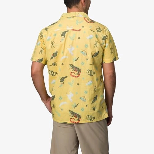 REEF ROY SS Woven CAMP Shirt Dusky Citron: amarillo shirt for men