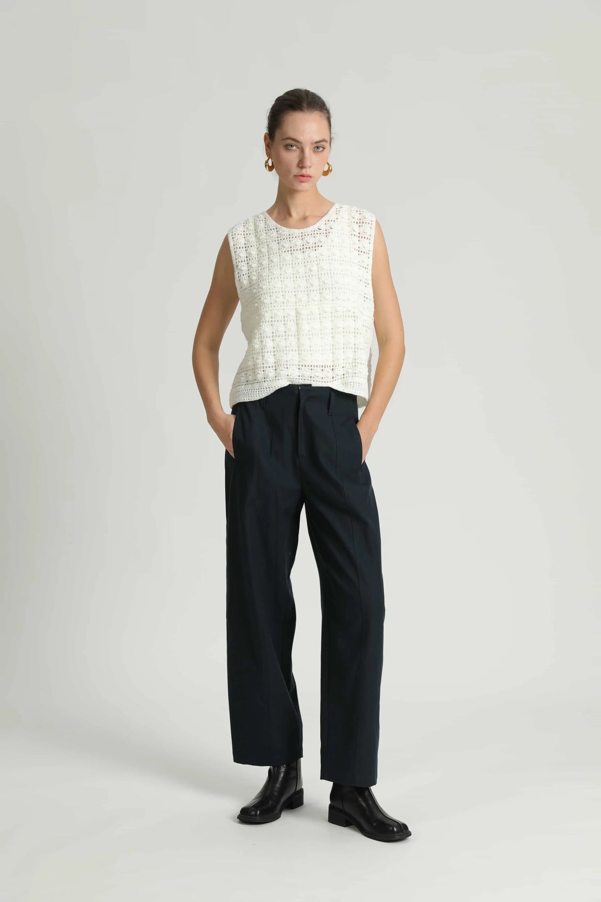 SEE U SOON Platon NAVY: blau pantalons per a dona
