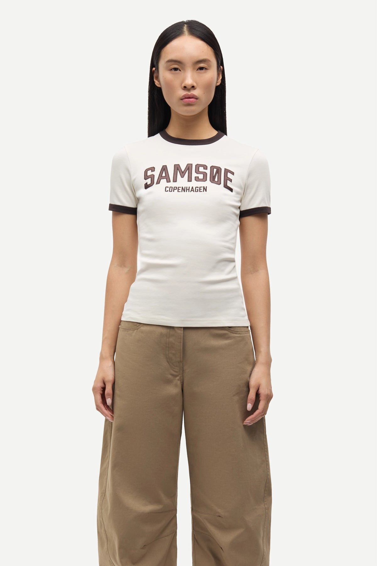 SAMSOE Sabond Egret: weiß T-Shirt für Damen