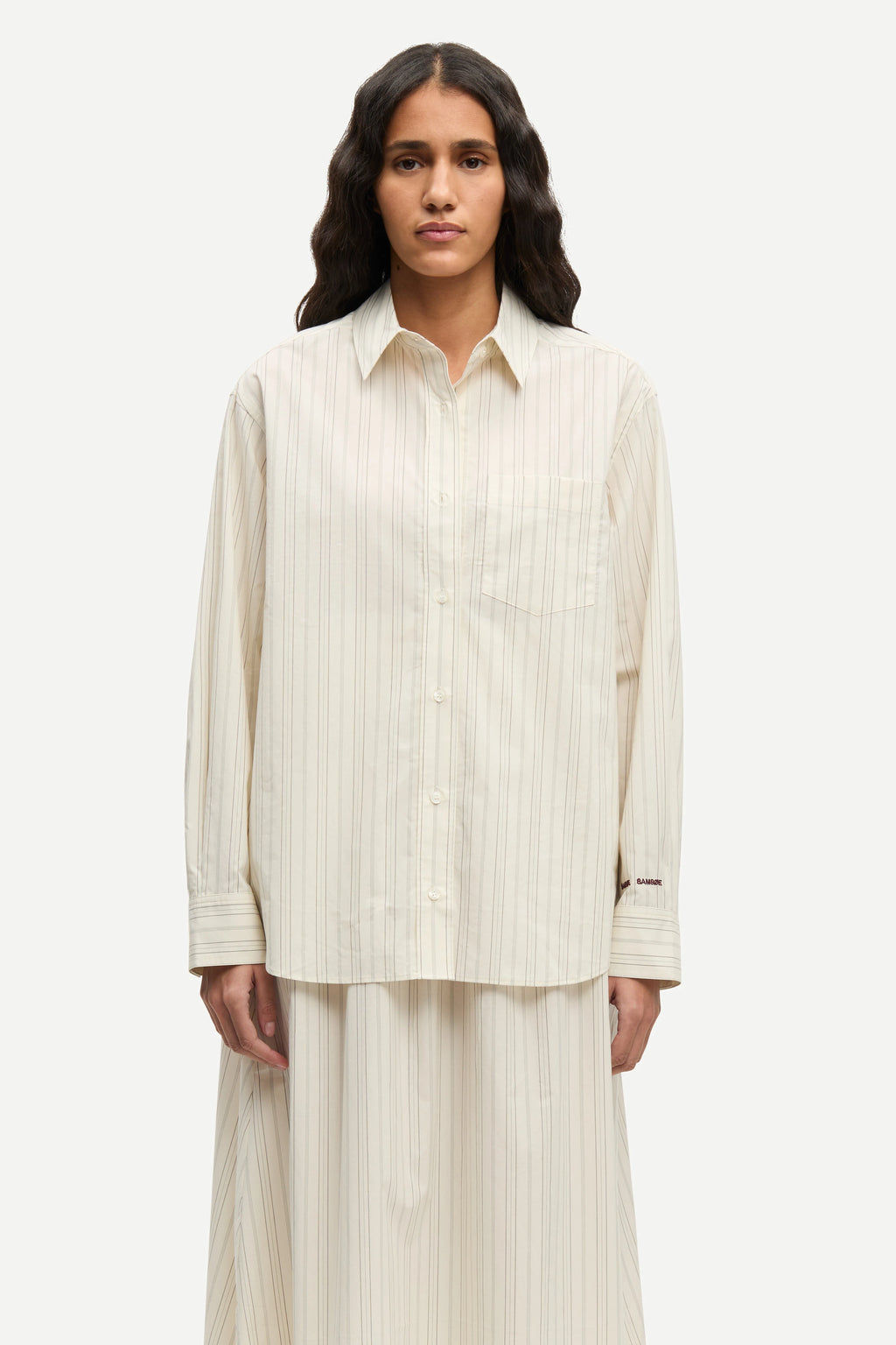SAMSOE Salova Pocket Shira BONE ST: wit camisas voor dames
