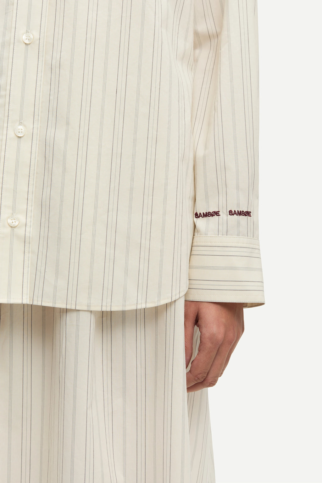 SAMSOE Salova Pocket Shira BONE ST: wit camisas voor dames