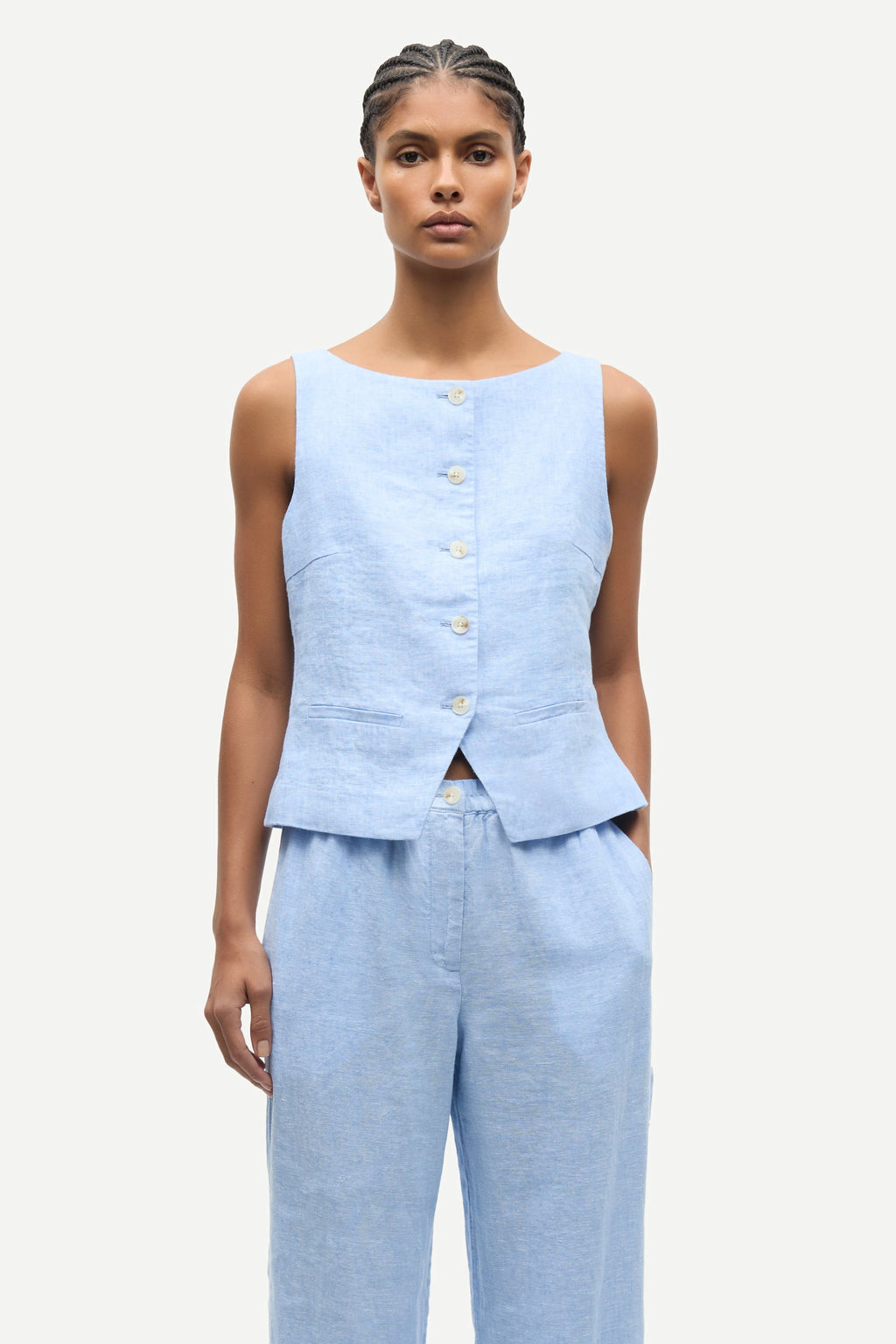 SAMSOE Saloves VEST 14329 BEL AIR BLUE MEL: blå jakke til kvinder