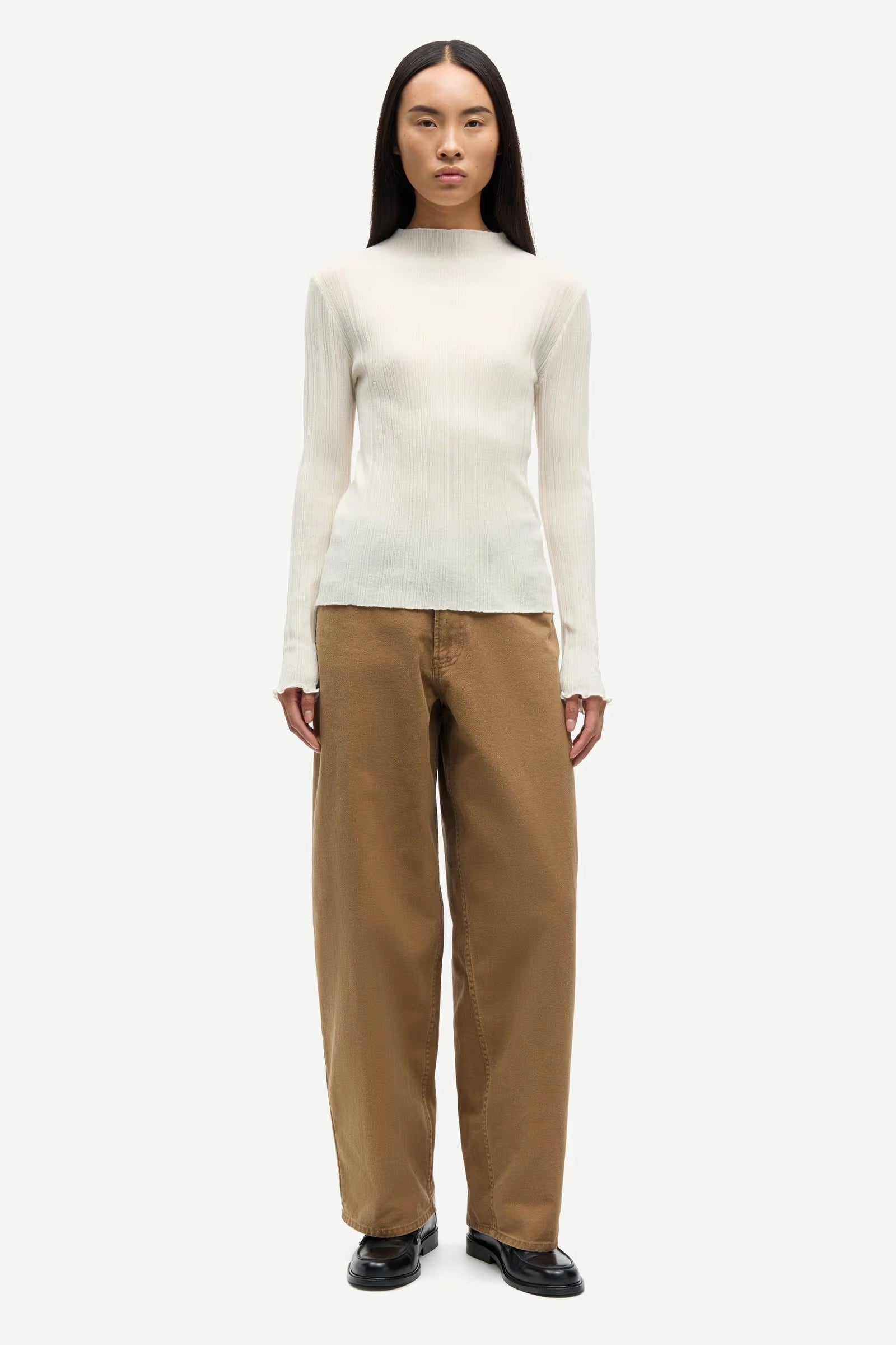 SAMSOE Saharper Trousers Washed Otter: بني بنطال للنساء