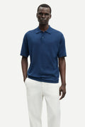 SAMSOE Sarowan KNIT POLO: blue polo for men
