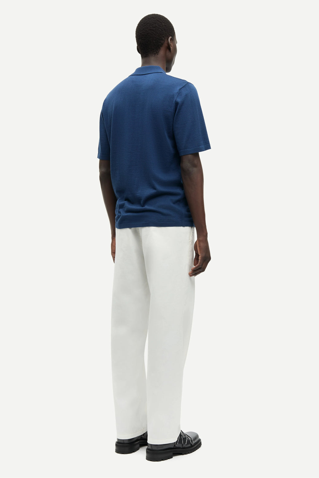 SAMSOE Sarowan KNIT POLO: blue polo for men