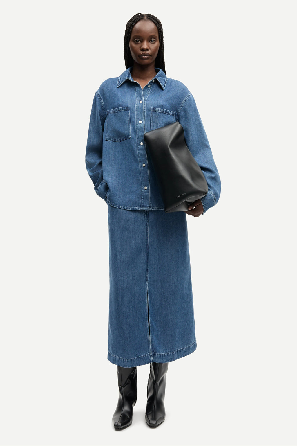 SAMSOE Satoves Skirt 15645 Medium Denim BLUE: blue skirt for women