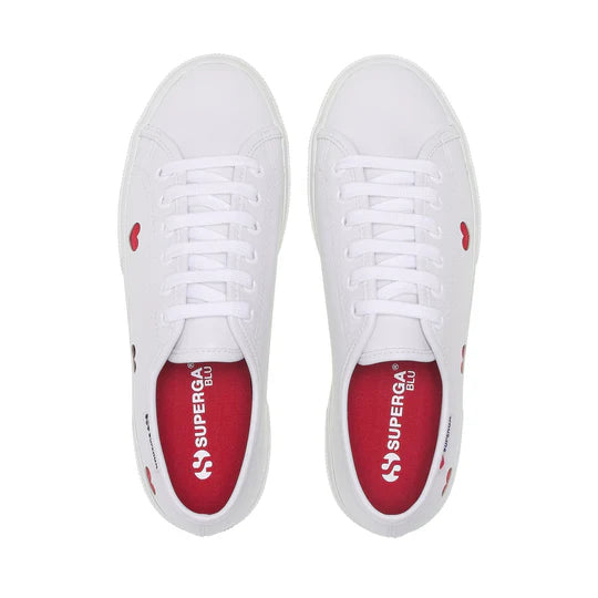 SUPERGA 3740 Plataforma Corazones Material Vegano Leggera: hvid sneakers til kvinder