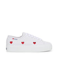 SUPERGA 3740 Plataforma Corazones Material Vegano Leggera: ホワイト スニーカー レディース