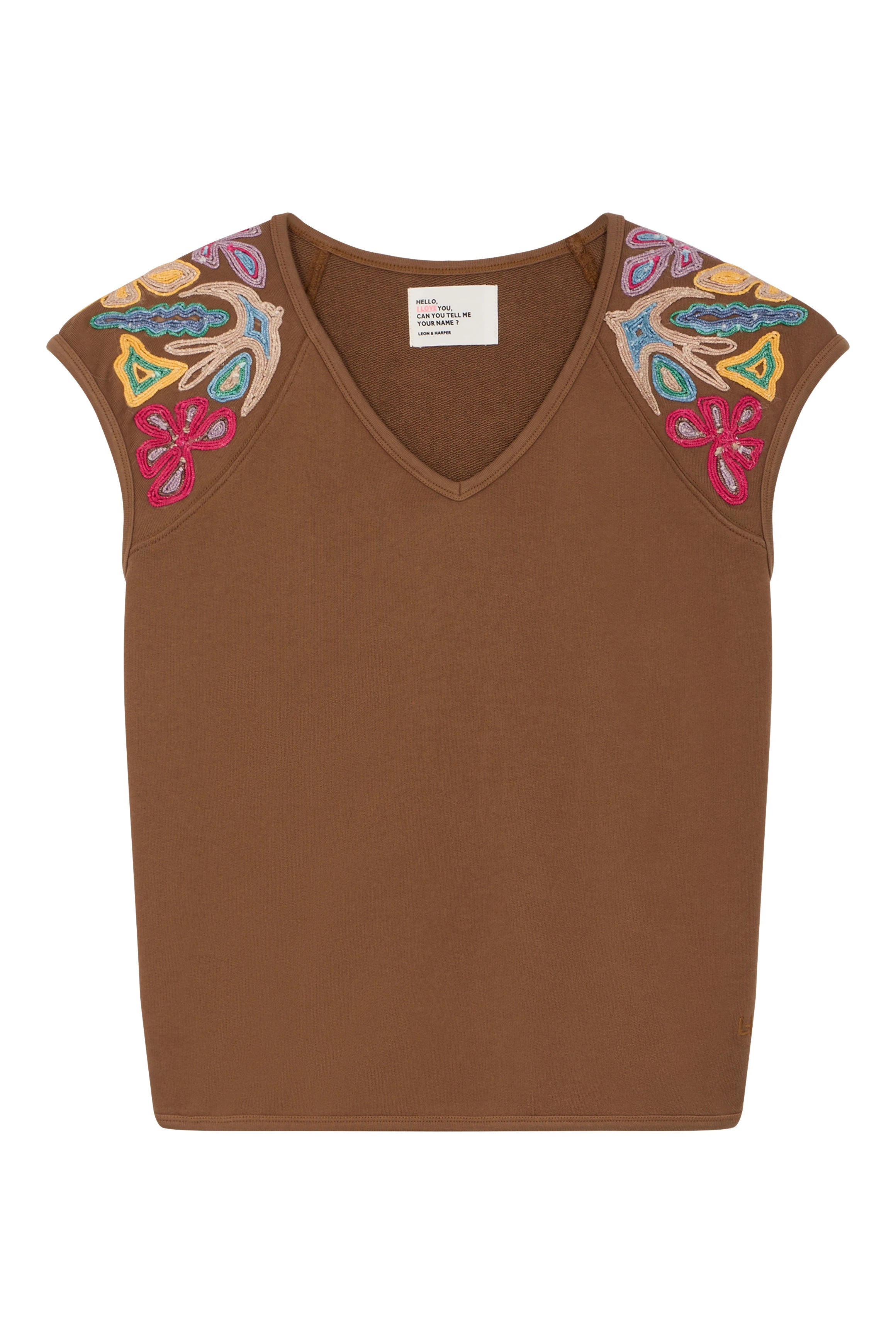 LEON & HARPER Simon JC56 DORI Brown: brown T-shirt for women