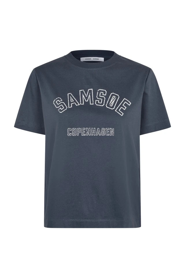 SAMSOE Sacamino SS T-shira Ombre BLUE LOGO: blu T-shirt da donna