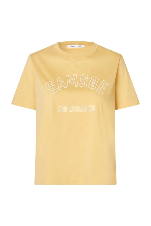 SAMSOE Sacamino SS T-shira Straw LOGO: amarillo samarreta per a dona