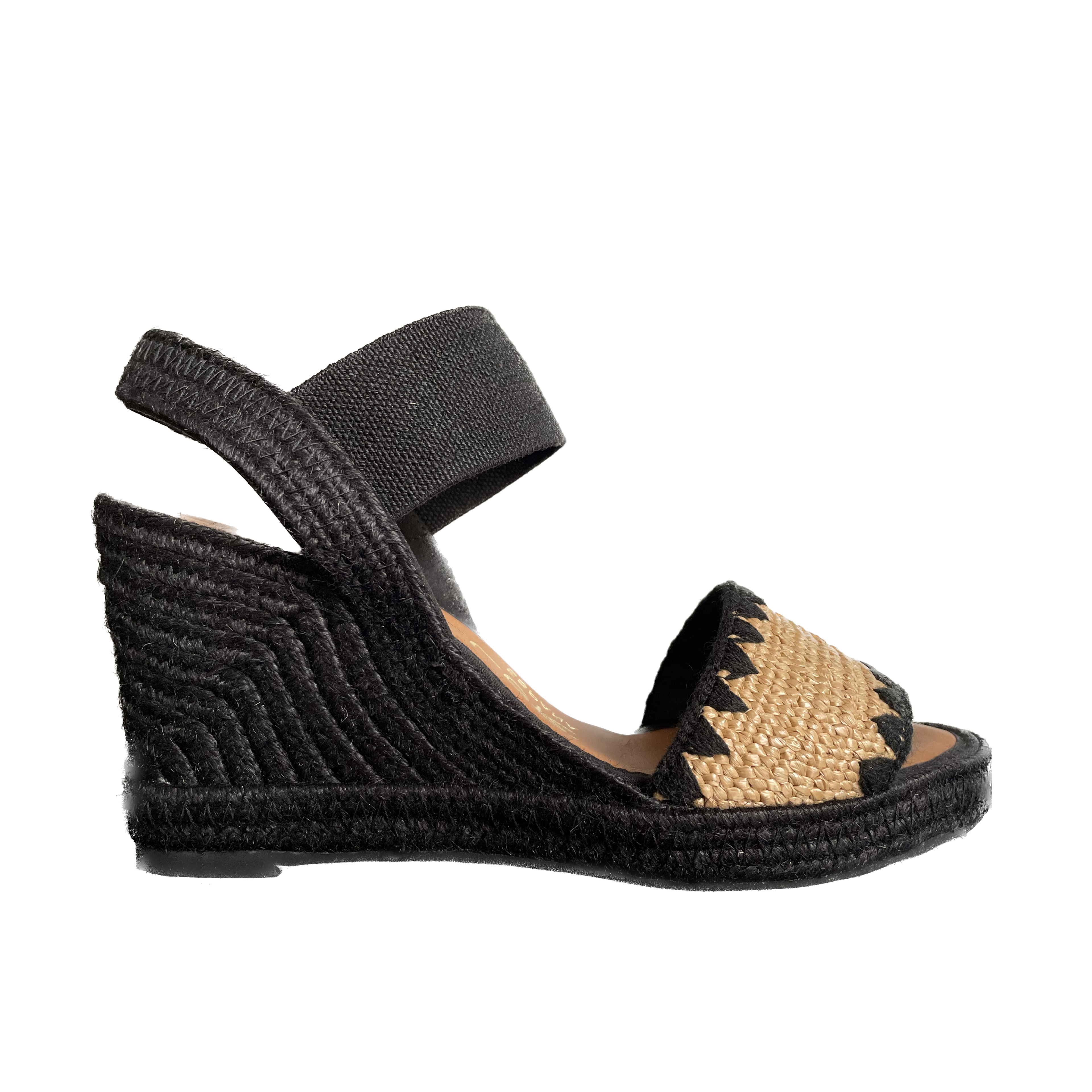 CASTELLER 603 Elastico Rafia con Elastico BASE: black sandals for women
