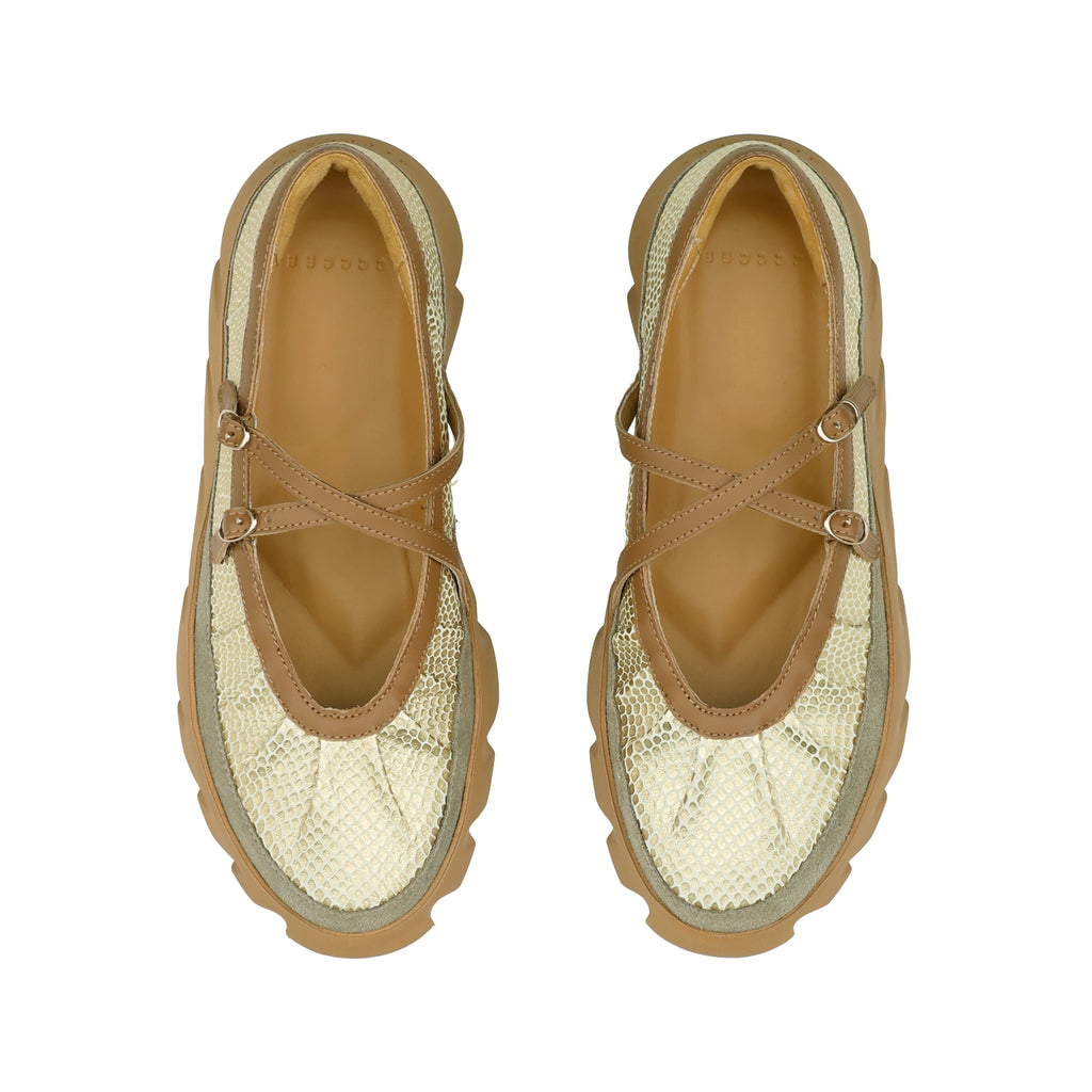 4CCCCEES TURA BOM GOLD: gold ballet flats for women