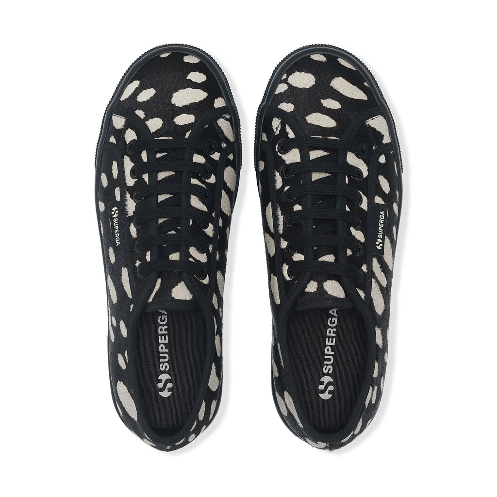SUPERGA 2790 DK Dalmatian CALF HAIR Black-beige: 米色 运动鞋 女士